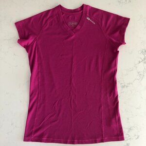 SUGOi V Neck Cap Sleeve Activewear Fitted Top Pink/Majenta Size S